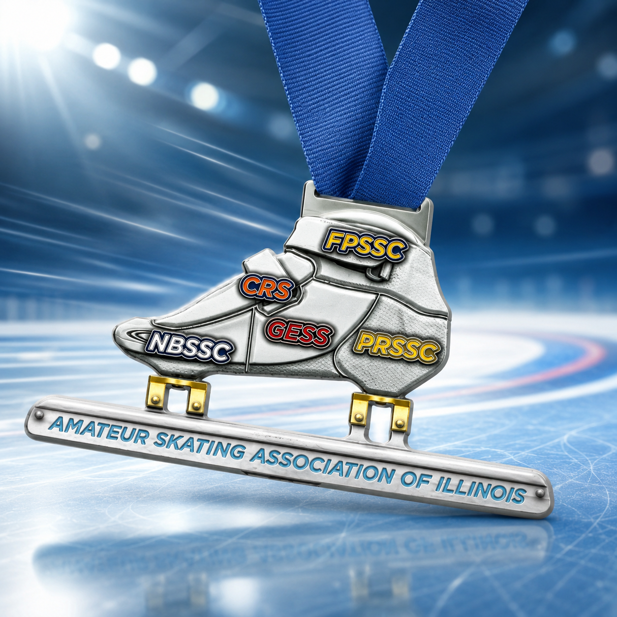 ASAI Racing Series skate medal with club pins